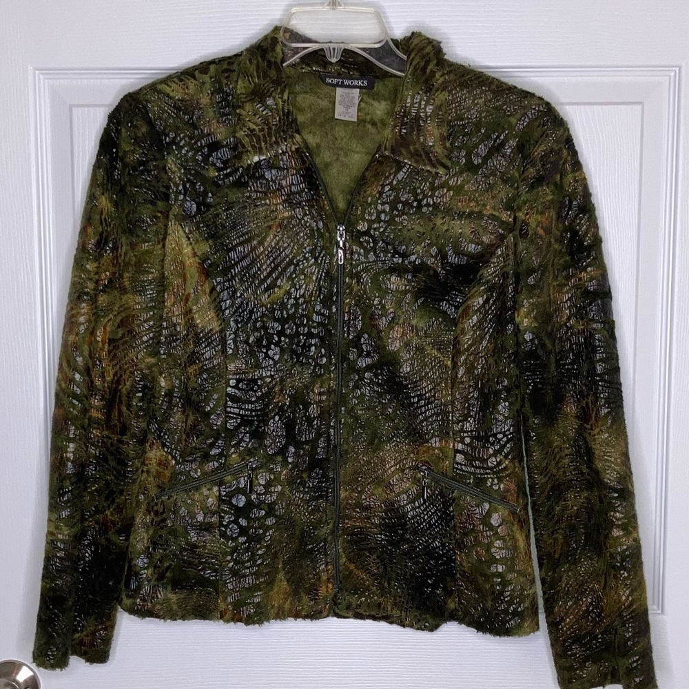 Soft Works Green Zip Up Blazer Jacket 10